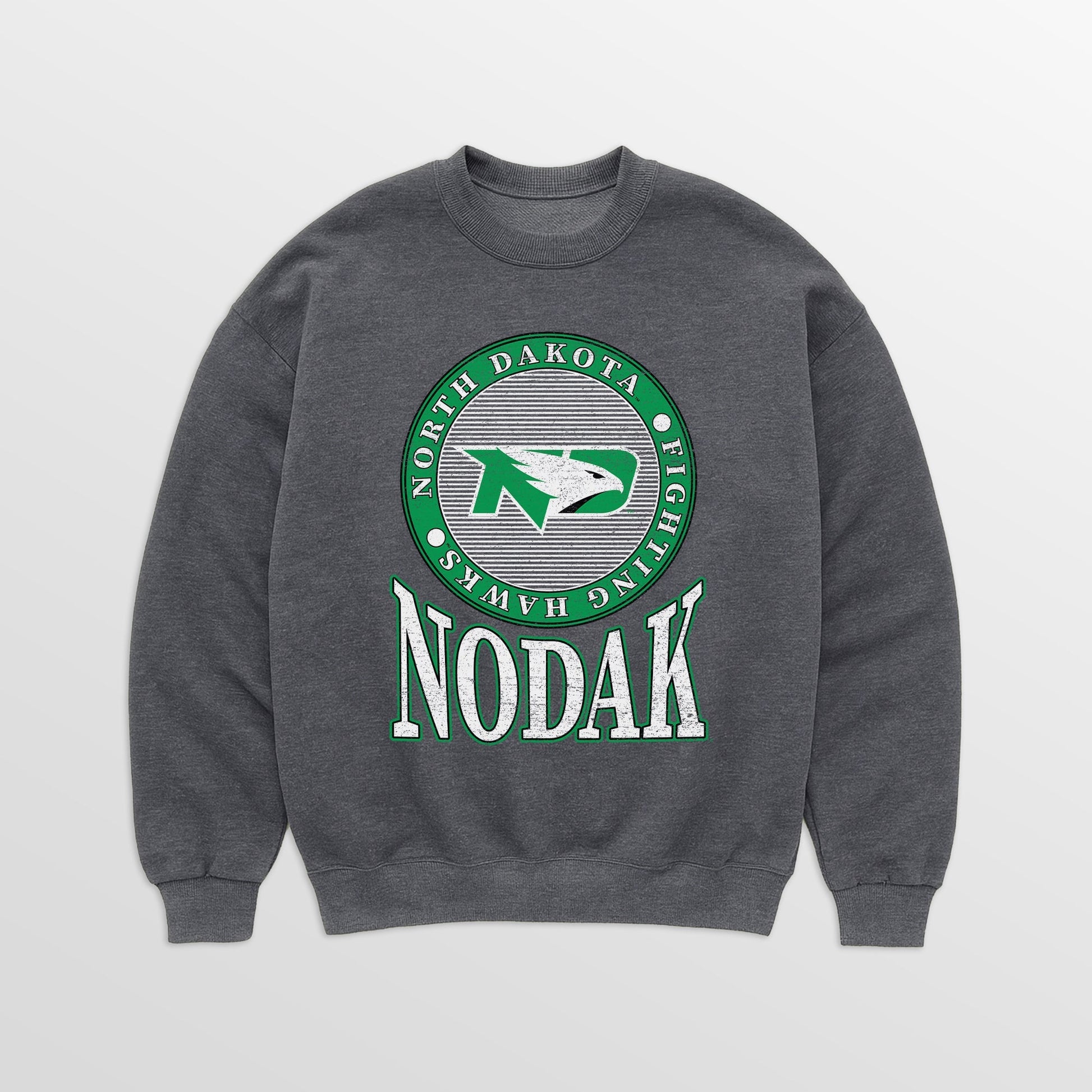 NORTH DAKOTA FIGHTING HAWKS SATURDAY SEAL PREMIUM FLEECE DROP SHOULDER CREWNECK PULLOVER