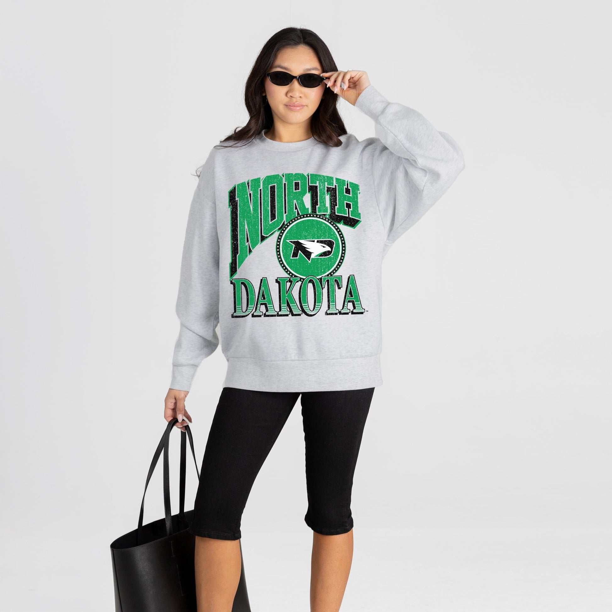 NORTH DAKOTA FIGHTING HAWKS GAME ON PREMIUM FLEECE DROP SHOULDER CREWNECK PULLOVER