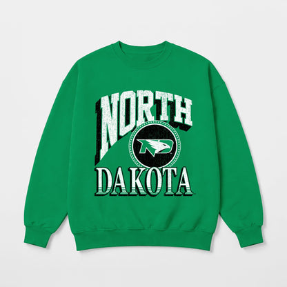 NORTH DAKOTA FIGHTING HAWKS MAIN CHARACTER PREMIUM FLEECE DROP SHOULDER CREWNECK PULLOVER
