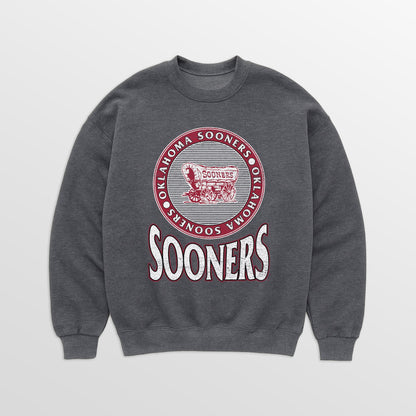 OKLAHOMA SOONERS SATURDAY SEAL PREMIUM FLEECE DROP SHOULDER CREWNECK PULLOVER
