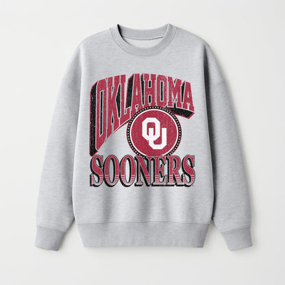 OKLAHOMA SOONERS GAME ON PREMIUM FLEECE DROP SHOULDER CREWNECK PULLOVER