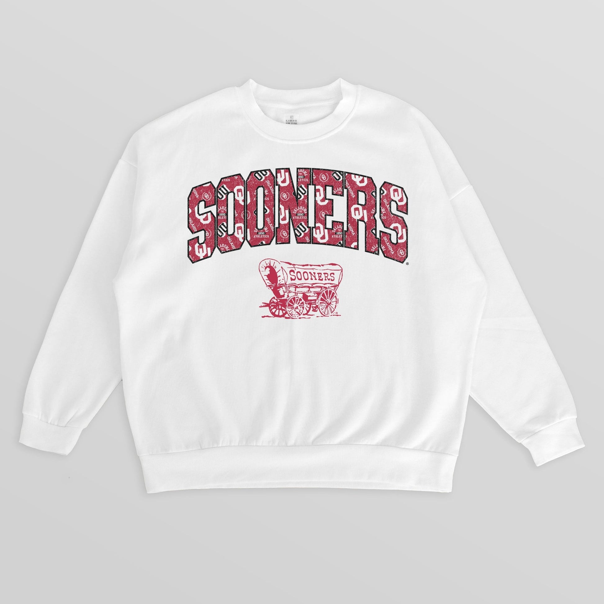 OKLAHOMA SOONERS SWEET PLAY PREMIUM FLEECE DROP SHOULDER CREWNECK PULLOVER