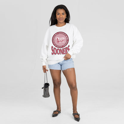 OKLAHOMA SOONERS ENDZONE PREMIUM FLEECE DROP SHOULDER CREWNECK PULLOVER