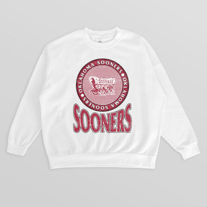 OKLAHOMA SOONERS ENDZONE PREMIUM FLEECE DROP SHOULDER CREWNECK PULLOVER