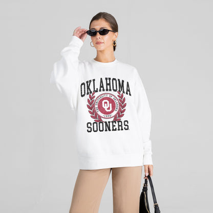 OKLAHOMA SOONERS GOLD STANDARD PREMIUM FLEECE DROP SHOULDER CREWNECK PULLOVER