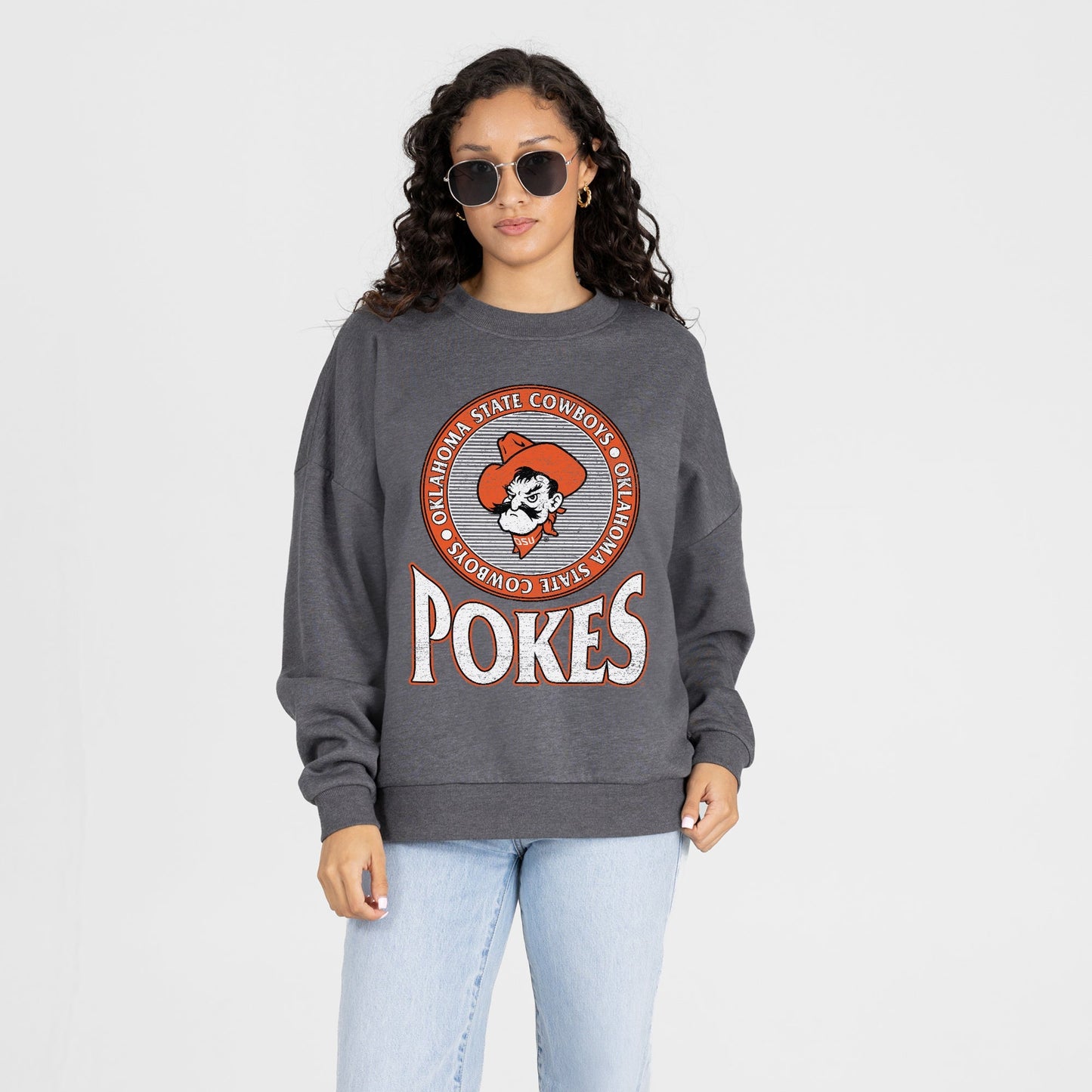 OKLAHOMA STATE COWBOYS SATURDAY SEAL PREMIUM FLEECE DROP SHOULDER CREWNECK PULLOVER