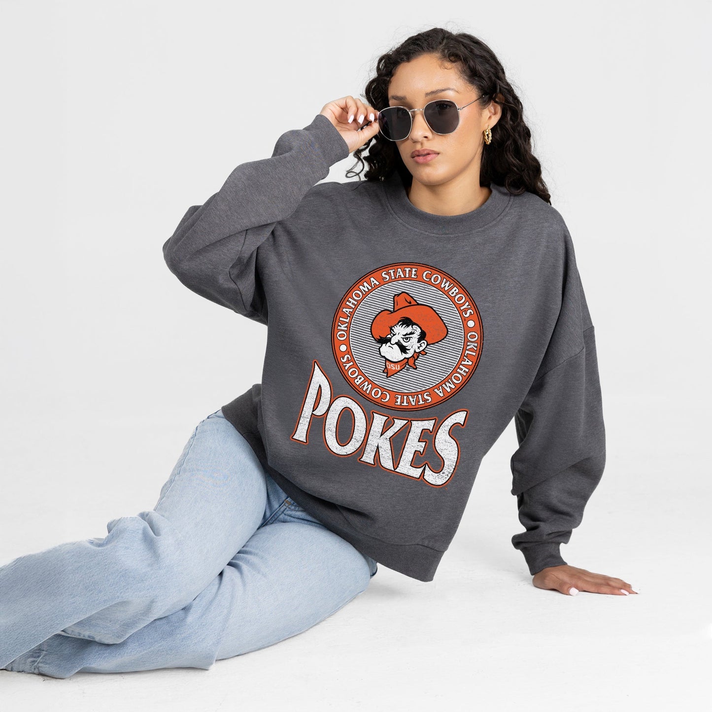 OKLAHOMA STATE COWBOYS SATURDAY SEAL PREMIUM FLEECE DROP SHOULDER CREWNECK PULLOVER