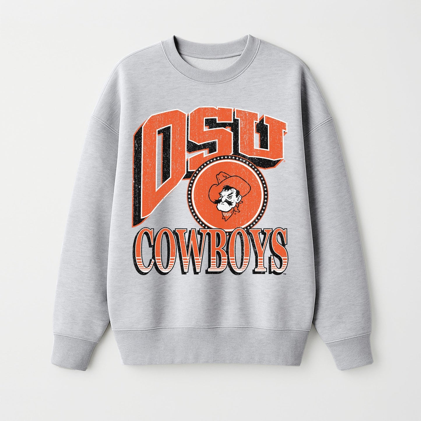 OKLAHOMA STATE COWBOYS GAME ON PREMIUM FLEECE DROP SHOULDER CREWNECK PULLOVER
