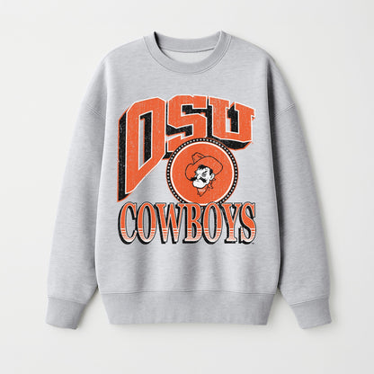 OKLAHOMA STATE COWBOYS GAME ON PREMIUM FLEECE DROP SHOULDER CREWNECK PULLOVER