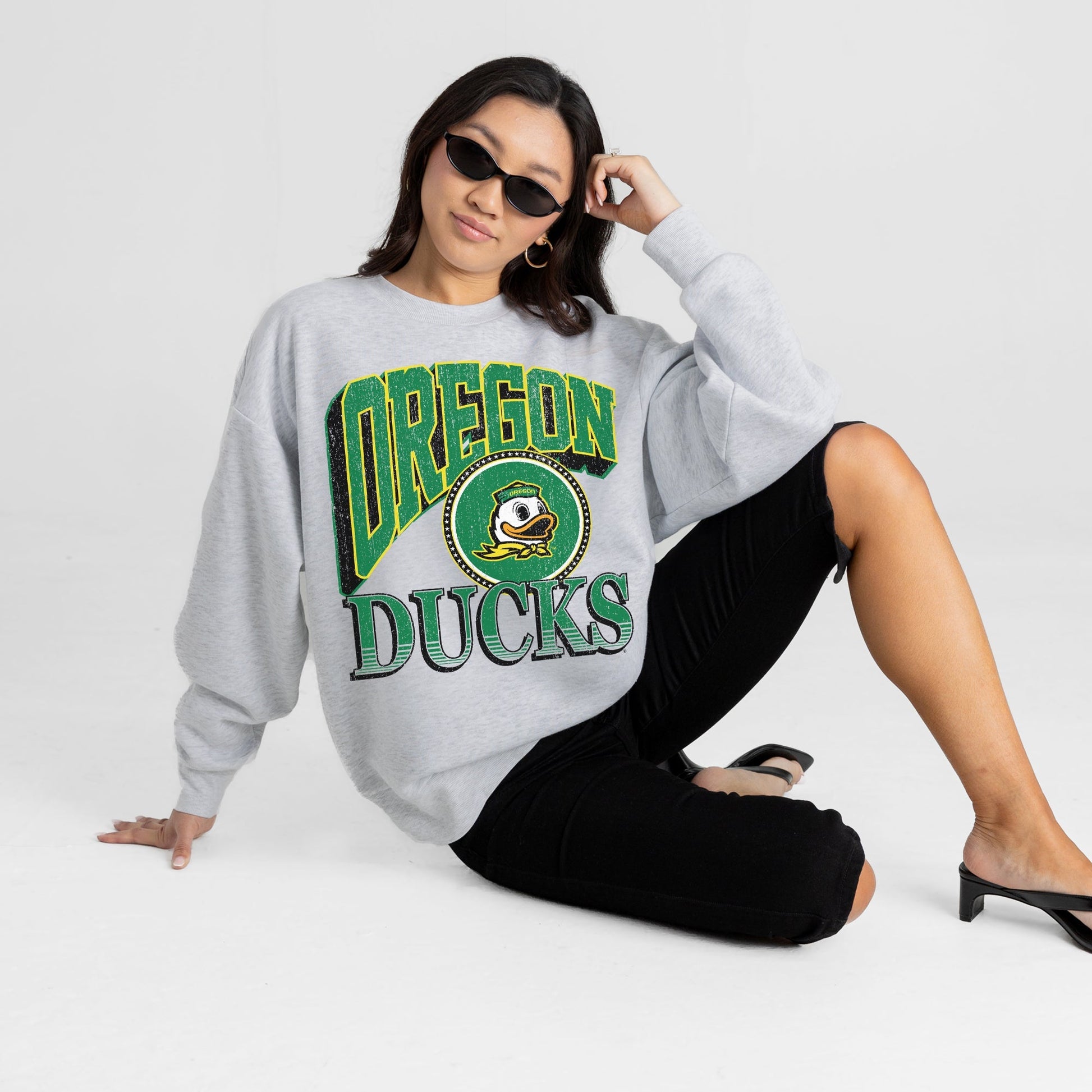 OREGON DUCKS GAME ON PREMIUM FLEECE DROP SHOULDER CREWNECK PULLOVER