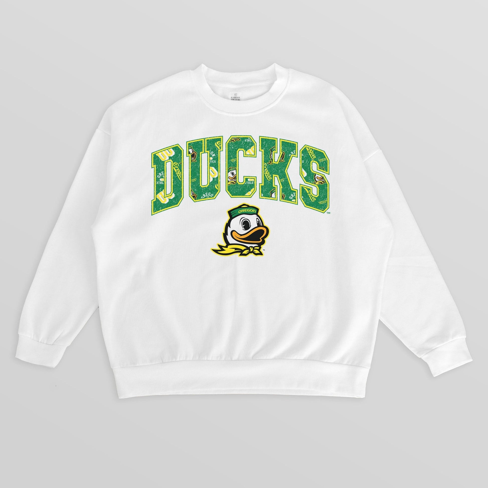 OREGON DUCKS SWEET PLAY PREMIUM FLEECE DROP SHOULDER CREWNECK PULLOVER
