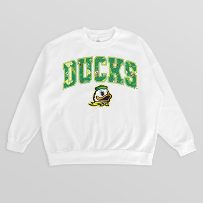 OREGON DUCKS SWEET PLAY PREMIUM FLEECE DROP SHOULDER CREWNECK PULLOVER