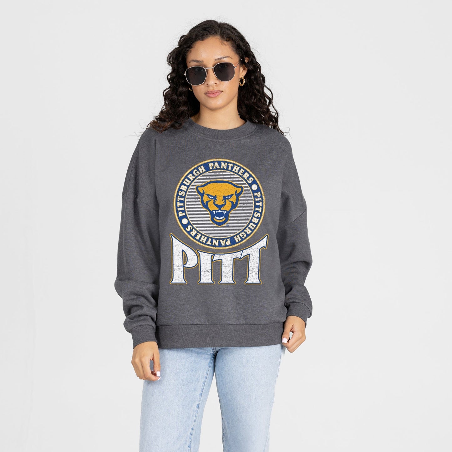 PITTSBURGH PANTHERS SATURDAY SEAL PREMIUM FLEECE DROP SHOULDER CREWNECK PULLOVER