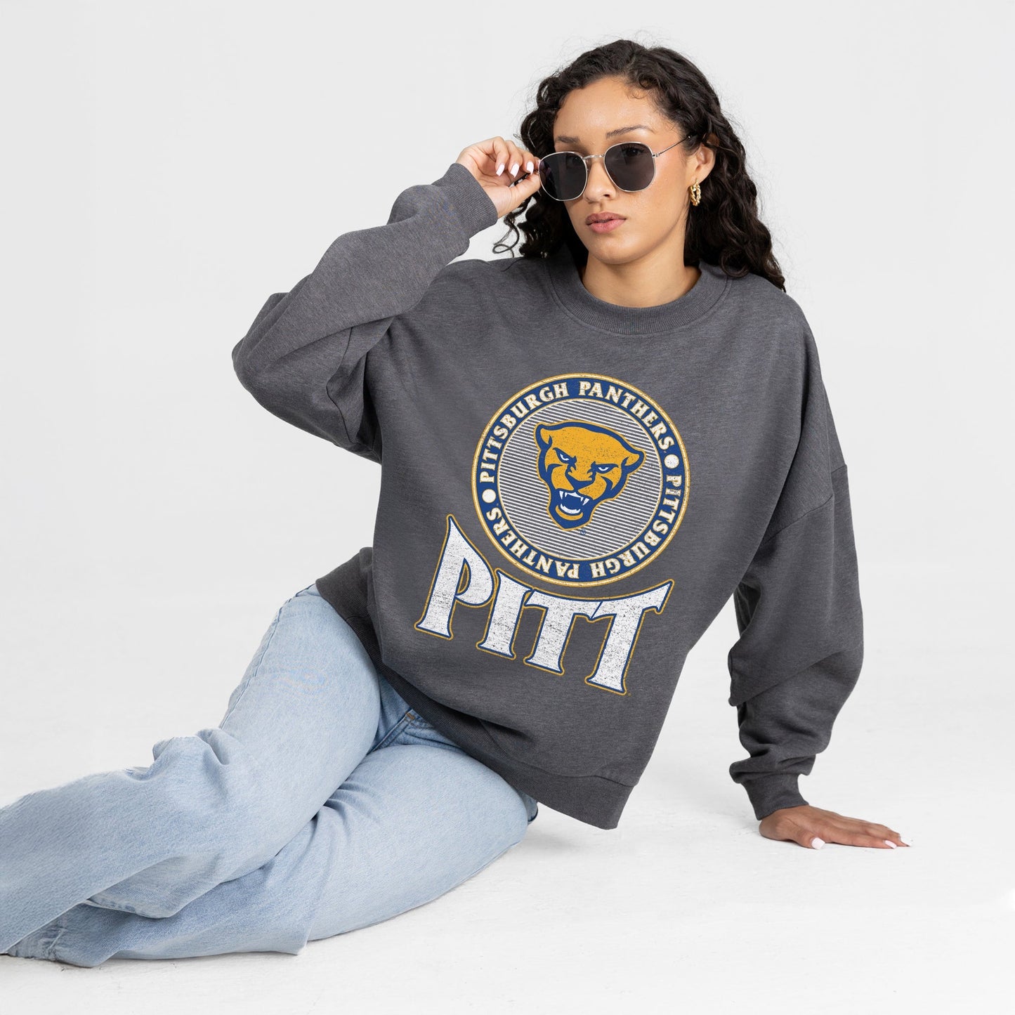 PITTSBURGH PANTHERS SATURDAY SEAL PREMIUM FLEECE DROP SHOULDER CREWNECK PULLOVER