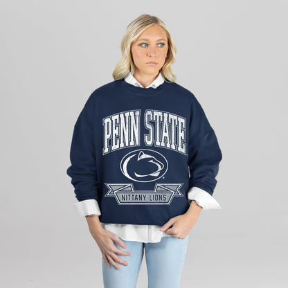 PENN STATE NITTANY LIONS CLASSIC ARCHIVES PREMIUM FLEECE DROP SHOULDER CREWNECK PULLOVER