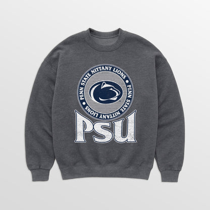 PENN STATE NITTANY LIONS SATURDAY SEAL PREMIUM FLEECE DROP SHOULDER CREWNECK PULLOVER