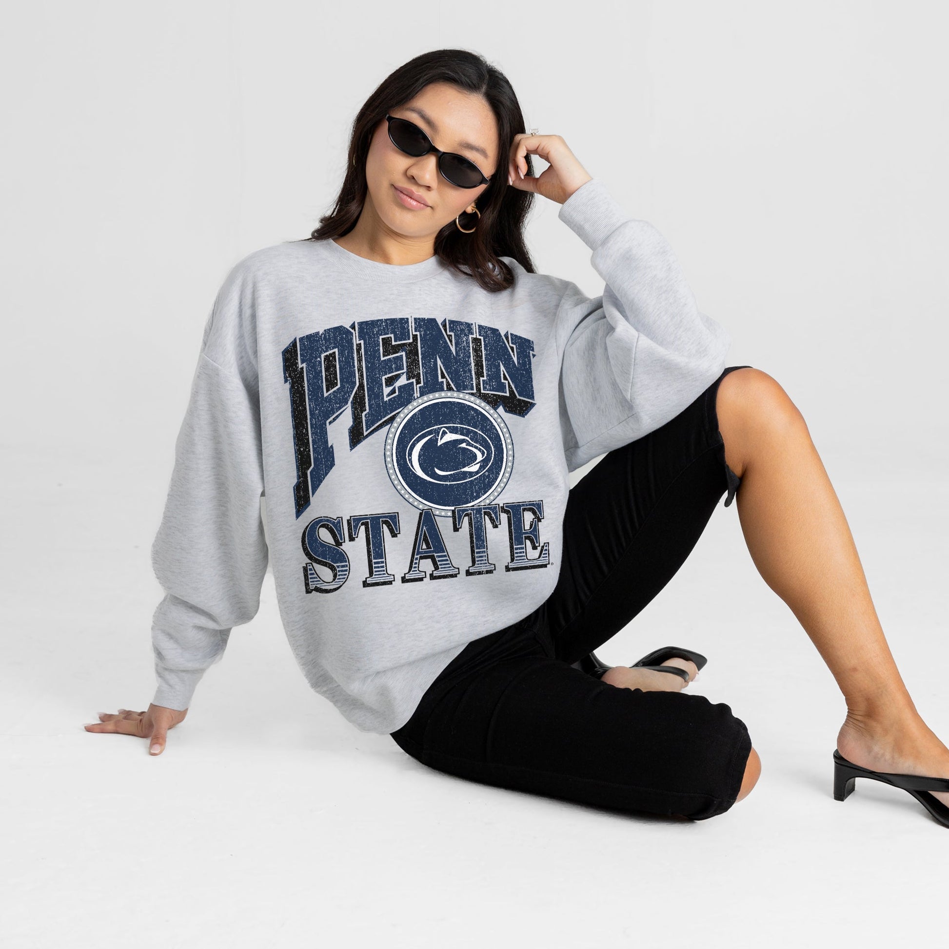 PENN STATE NITTANY LIONS GAME ON PREMIUM FLEECE DROP SHOULDER CREWNECK PULLOVER