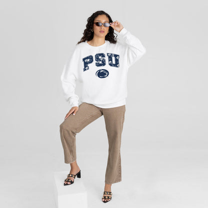PENN STATE NITTANY LIONS SWEET PLAY PREMIUM FLEECE DROP SHOULDER CREWNECK PULLOVER
