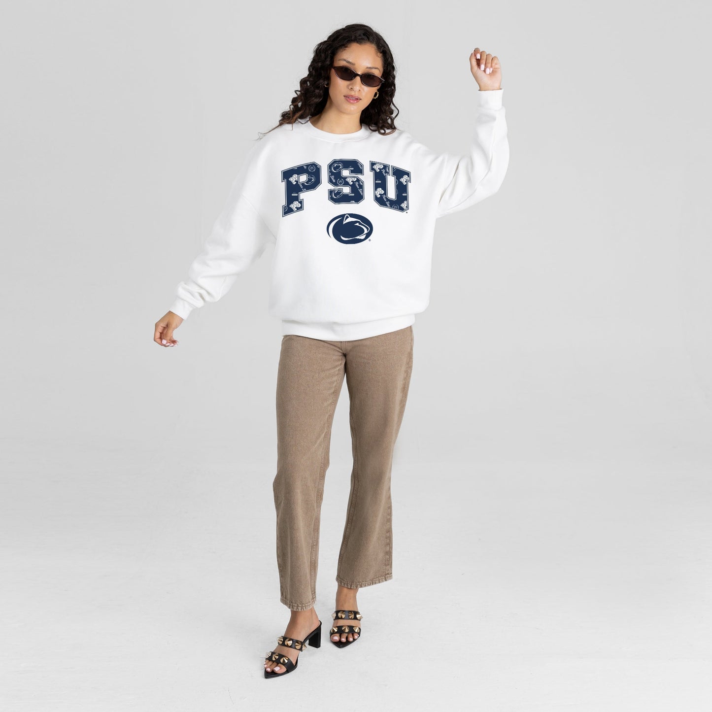 PENN STATE NITTANY LIONS SWEET PLAY PREMIUM FLEECE DROP SHOULDER CREWNECK PULLOVER