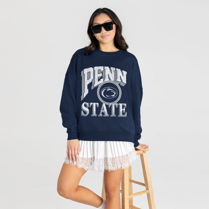 PENN STATE NITTANY LIONS MAIN CHARACTER PREMIUM FLEECE DROP SHOULDER CREWNECK PULLOVER