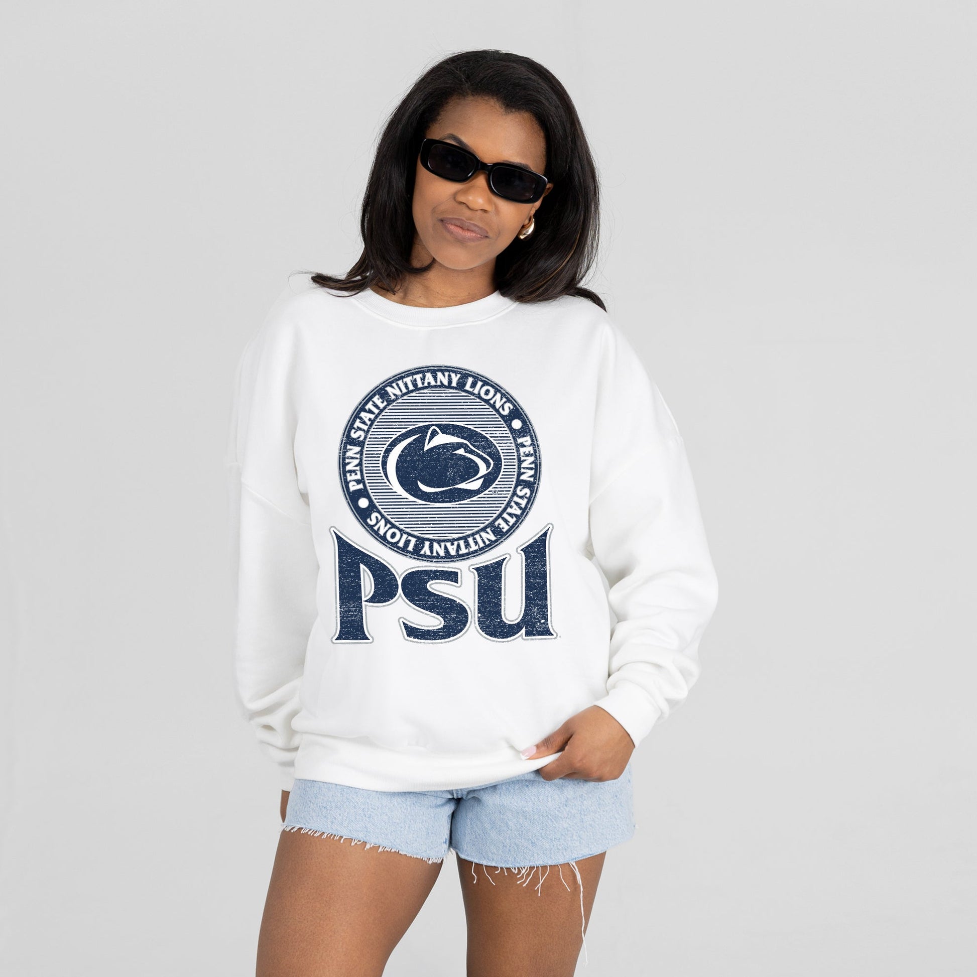 PENN STATE NITTANY LIONS ENDZONE PREMIUM FLEECE DROP SHOULDER CREWNECK PULLOVER