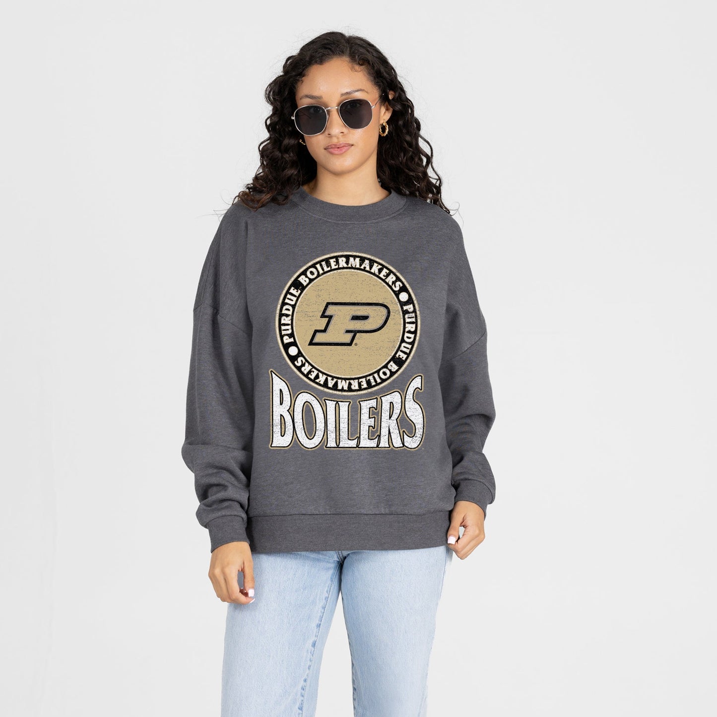 PURDUE BOILERMAKERS SATURDAY SEAL PREMIUM FLEECE DROP SHOULDER CREWNECK PULLOVER