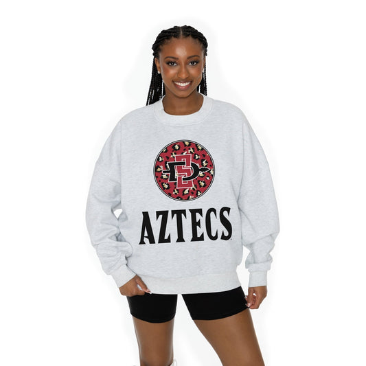 SAN DIEGO STATE AZTECS GOING WILD LONG SLEEVE UNISEX FIT PREMIUM FLEECE CREWNECK SWEATSHIRT WITH RIBBED KNIT NECKLINE, WRIST, AND WAISTBAND - The Club