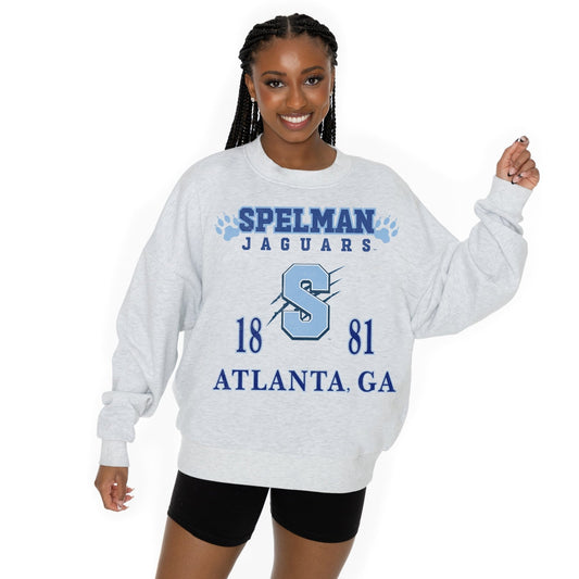 SPELMAN COLLEGE JAGUARS ALLEGIANCE LONG SLEEVE UNISEX FIT PREMIUM FLEECE CREWNECK SWEATSHIRT WITH RIBBED KNIT NECKLINE, WRIST, AND WAISTBAND - The Club