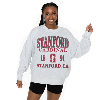 STANFORD CARDINAL ALLEGIANCE LONG SLEEVE UNISEX FIT PREMIUM FLEECE CREWNECK SWEATSHIRT WITH RIBBED KNIT NECKLINE, WRIST, AND WAISTBAND