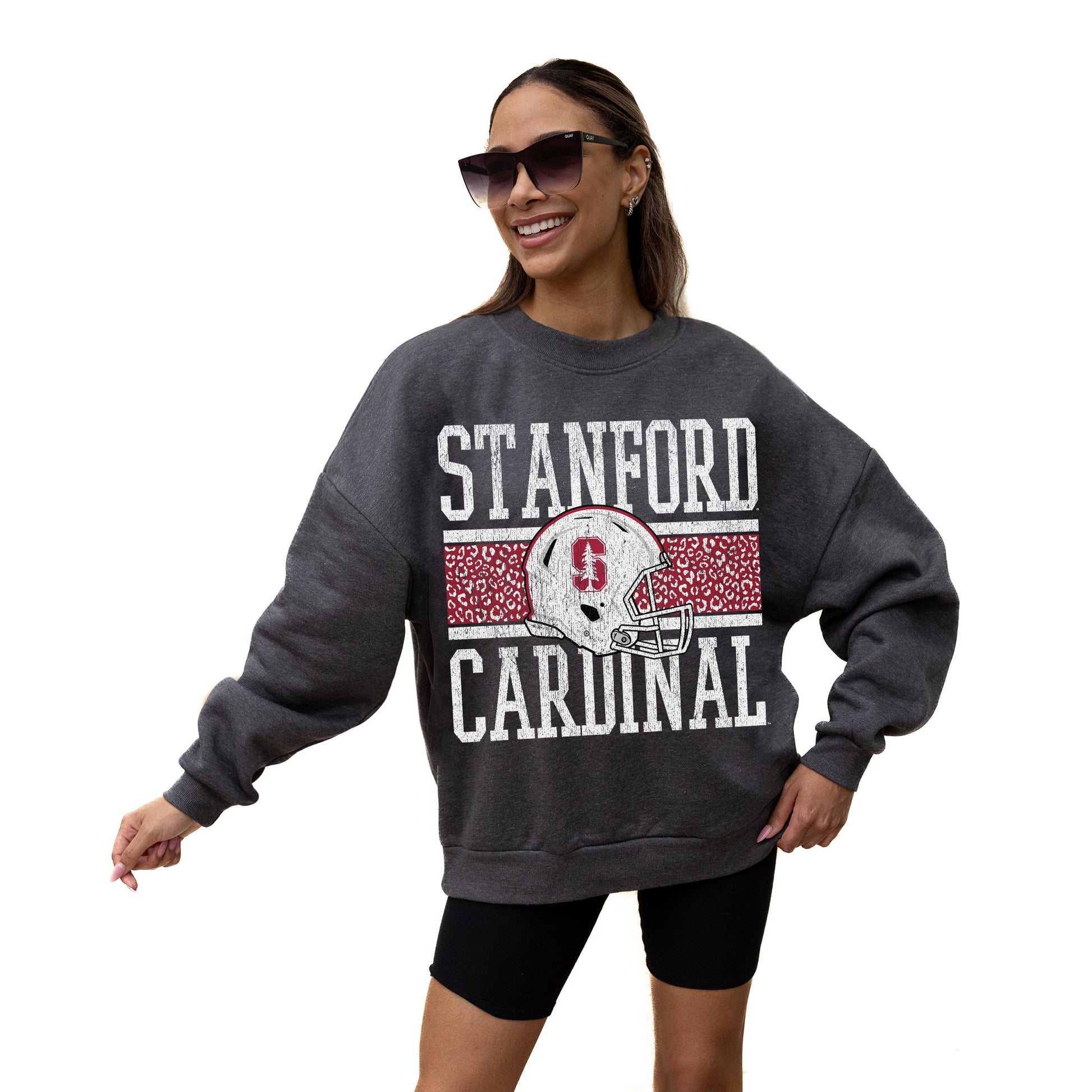 STANFORD CARDINAL WILD TAILGATE LONG SLEEVE UNISEX FIT PREMIUM FLEECE CREWNECK SWEATSHIRT WITH RIBBED KNIT NECKLINE, WRIST, AND WAISTBAND