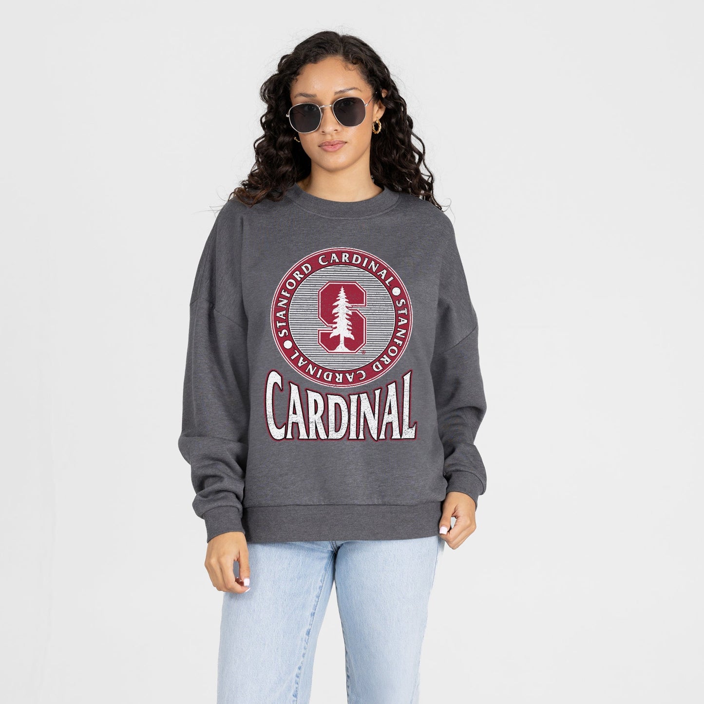 STANFORD CARDINAL SATURDAY SEAL PREMIUM FLEECE DROP SHOULDER CREWNECK PULLOVER