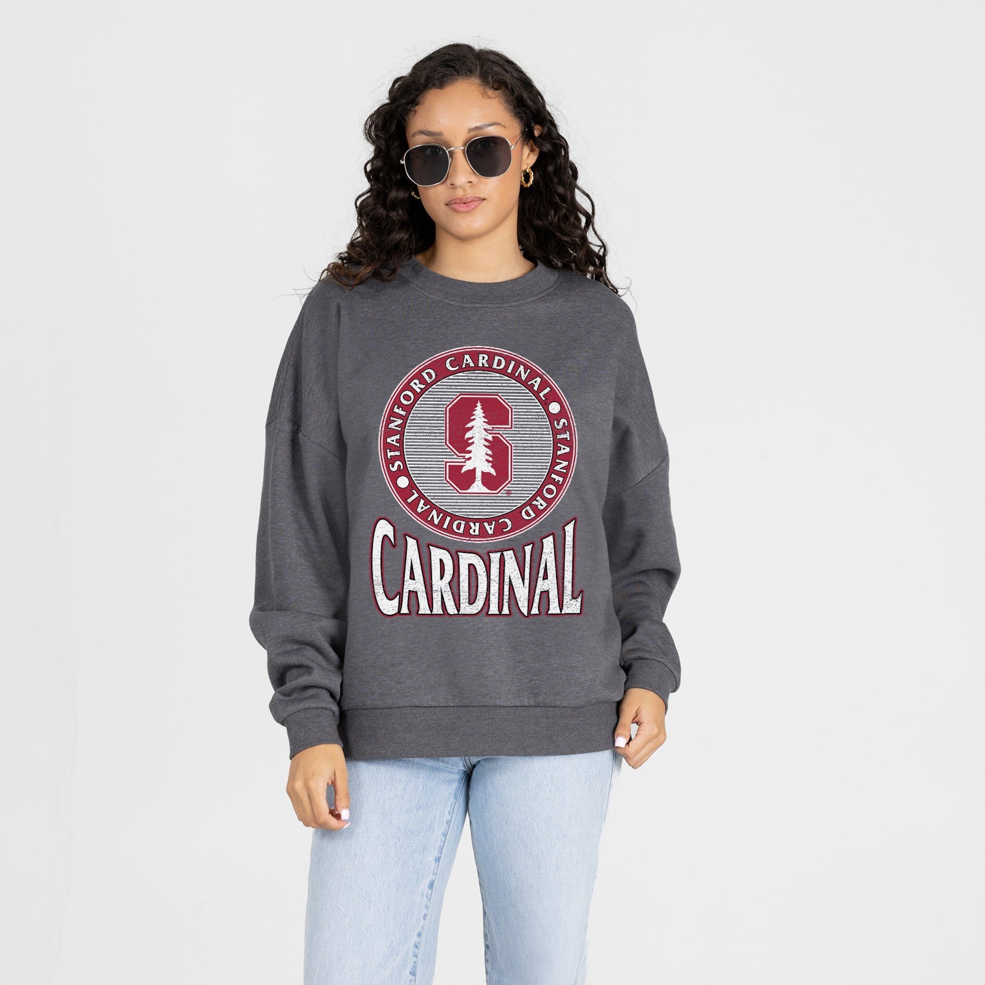 STANFORD CARDINAL SATURDAY SEAL PREMIUM FLEECE DROP SHOULDER CREWNECK PULLOVER