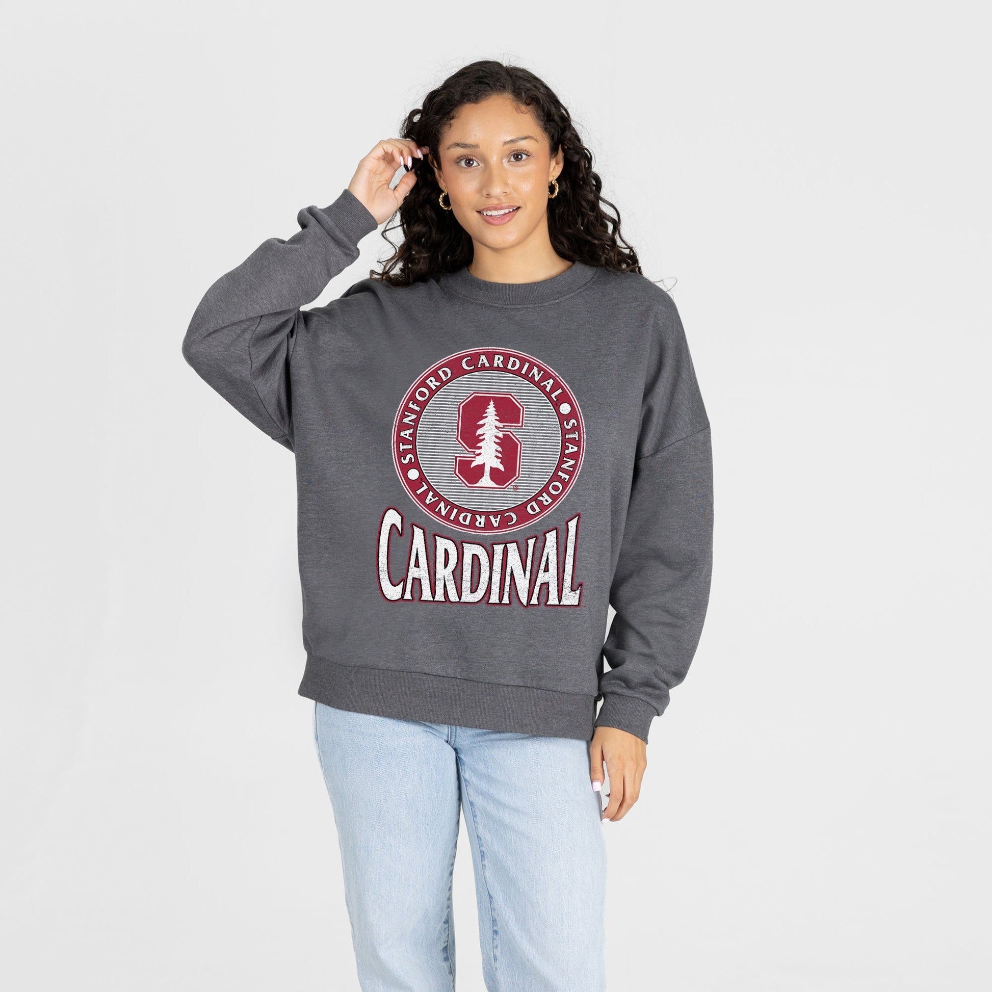STANFORD CARDINAL SATURDAY SEAL PREMIUM FLEECE DROP SHOULDER CREWNECK PULLOVER