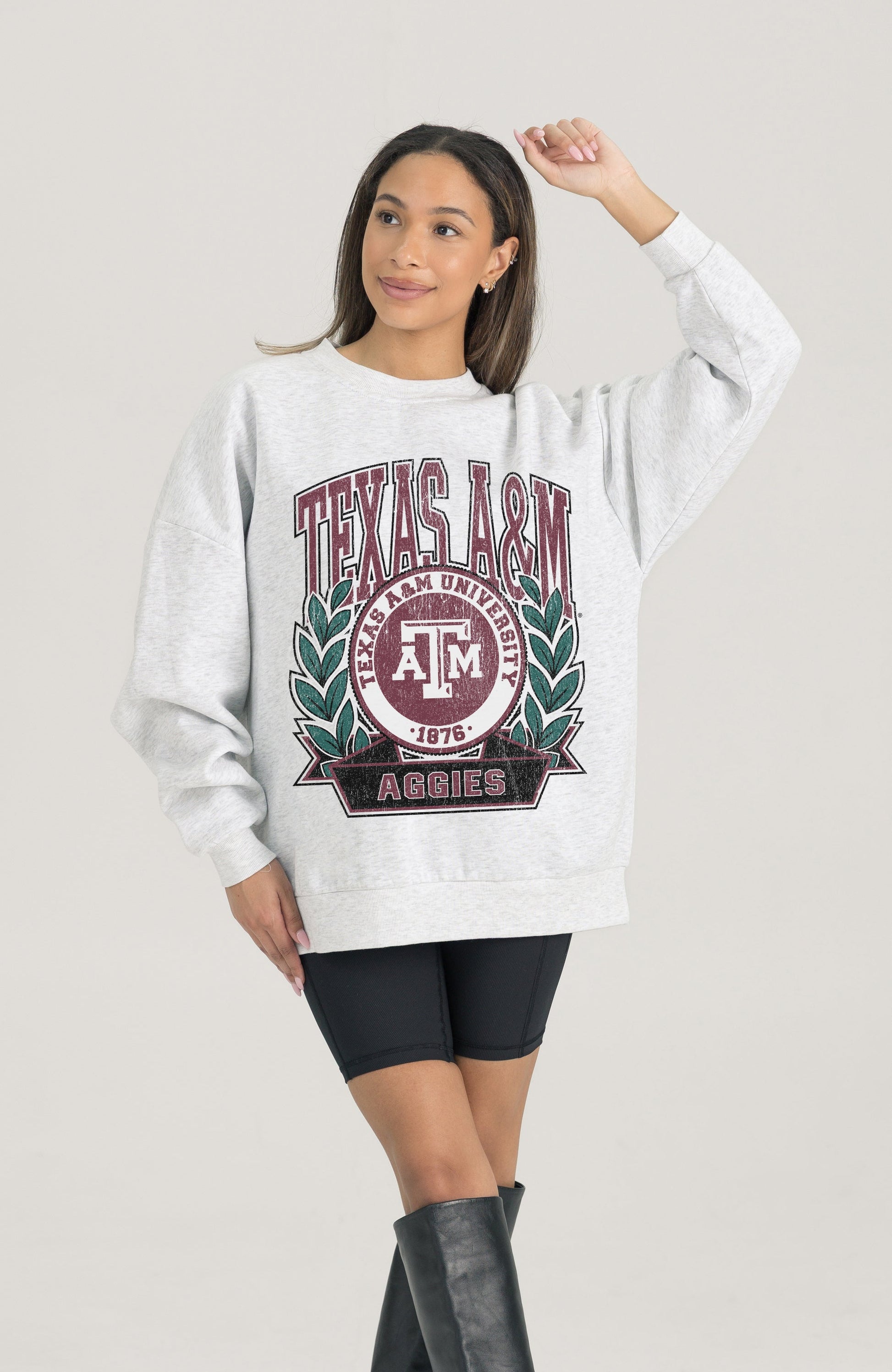 TEXAS A&M AGGIES HERITAGE PREMIUM FLEECE DROP SHOULDER CREWNECK PULLOVER