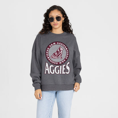 TEXAS A&M AGGIES SATURDAY SEAL PREMIUM FLEECE DROP SHOULDER CREWNECK PULLOVER