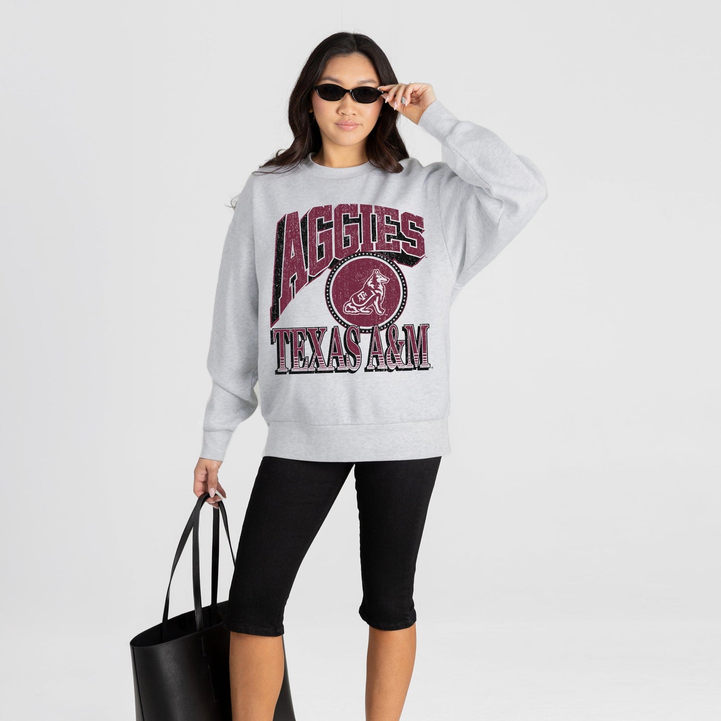 TEXAS A&M AGGIES GAME ON PREMIUM FLEECE DROP SHOULDER CREWNECK PULLOVER