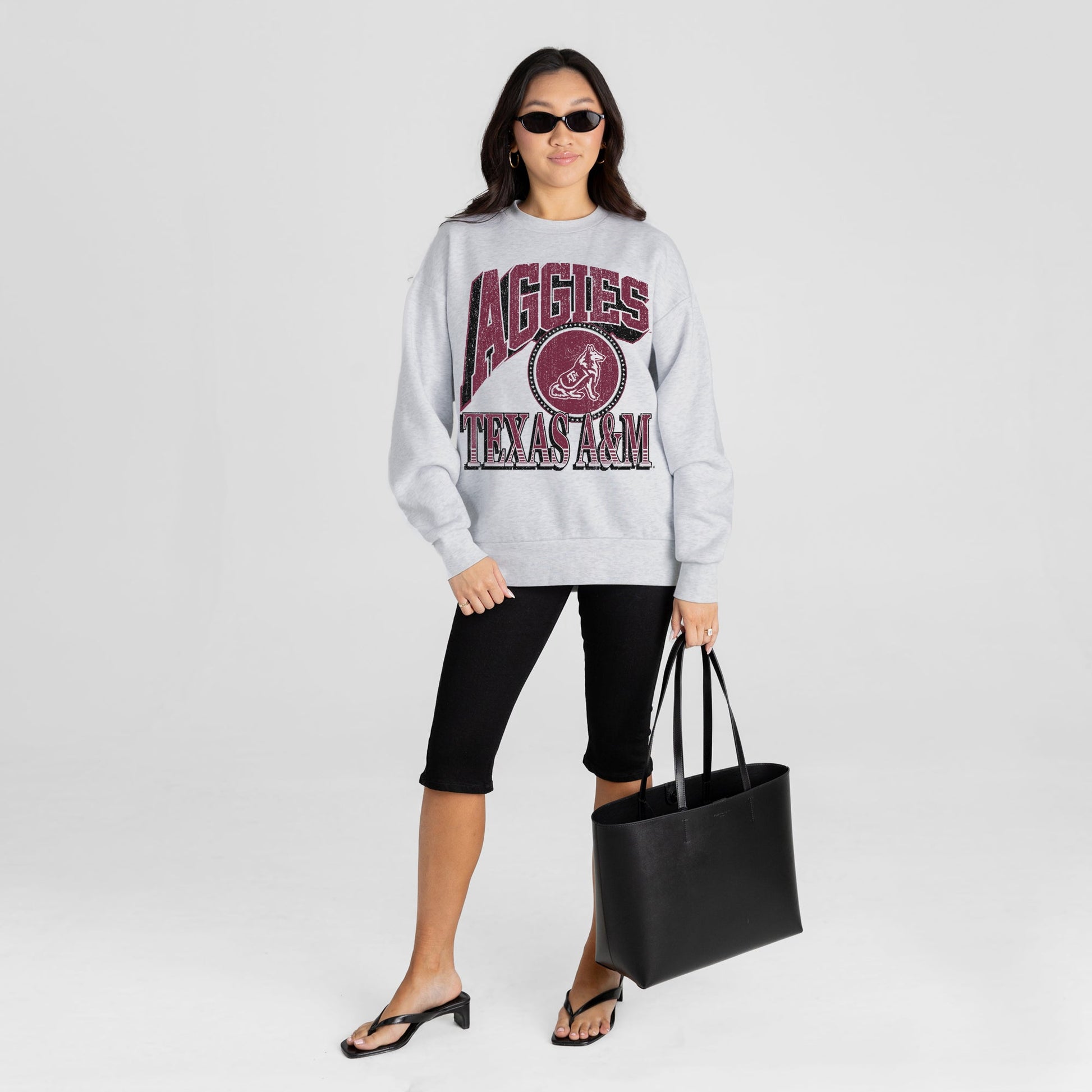 TEXAS A&M AGGIES GAME ON PREMIUM FLEECE DROP SHOULDER CREWNECK PULLOVER