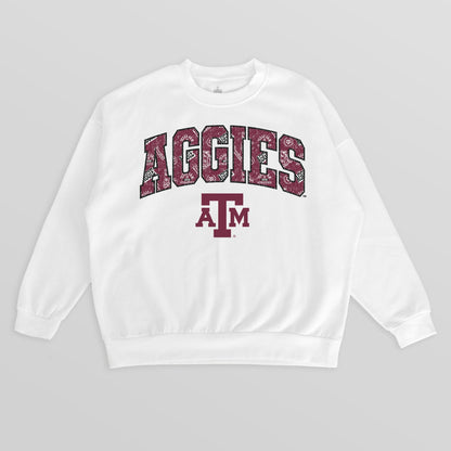 TEXAS A&M AGGIES SWEET PLAY PREMIUM FLEECE DROP SHOULDER CREWNECK PULLOVER
