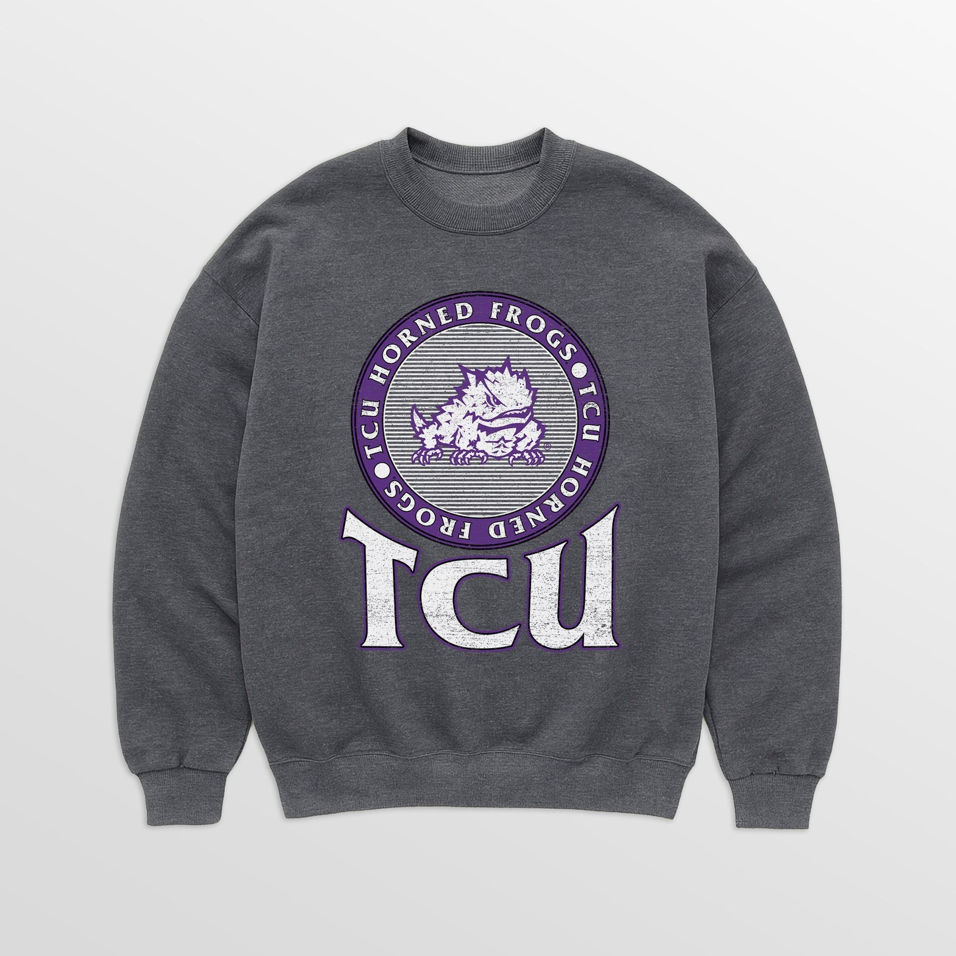 TCU HORNED FROGS SATURDAY SEAL PREMIUM FLEECE DROP SHOULDER CREWNECK PULLOVER