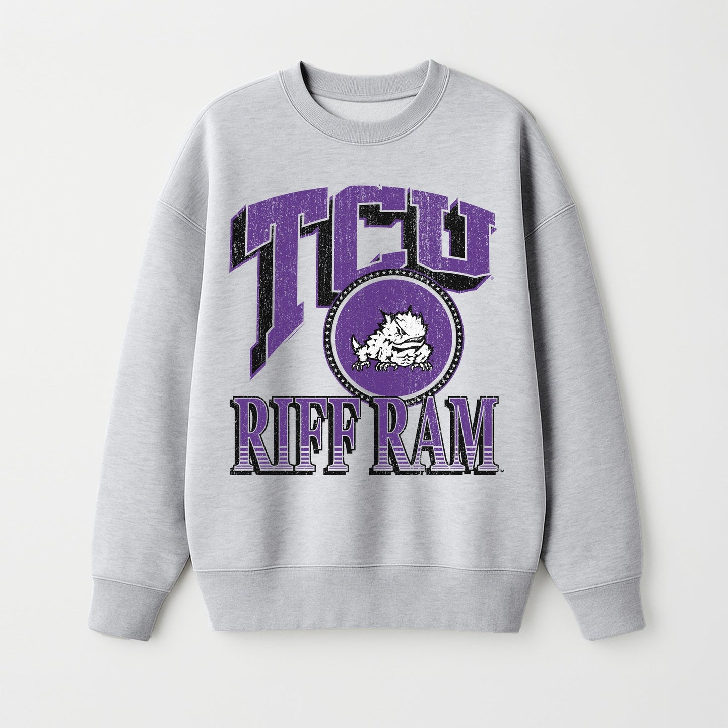 TCU HORNED FROGS GAME ON PREMIUM FLEECE DROP SHOULDER CREWNECK PULLOVER