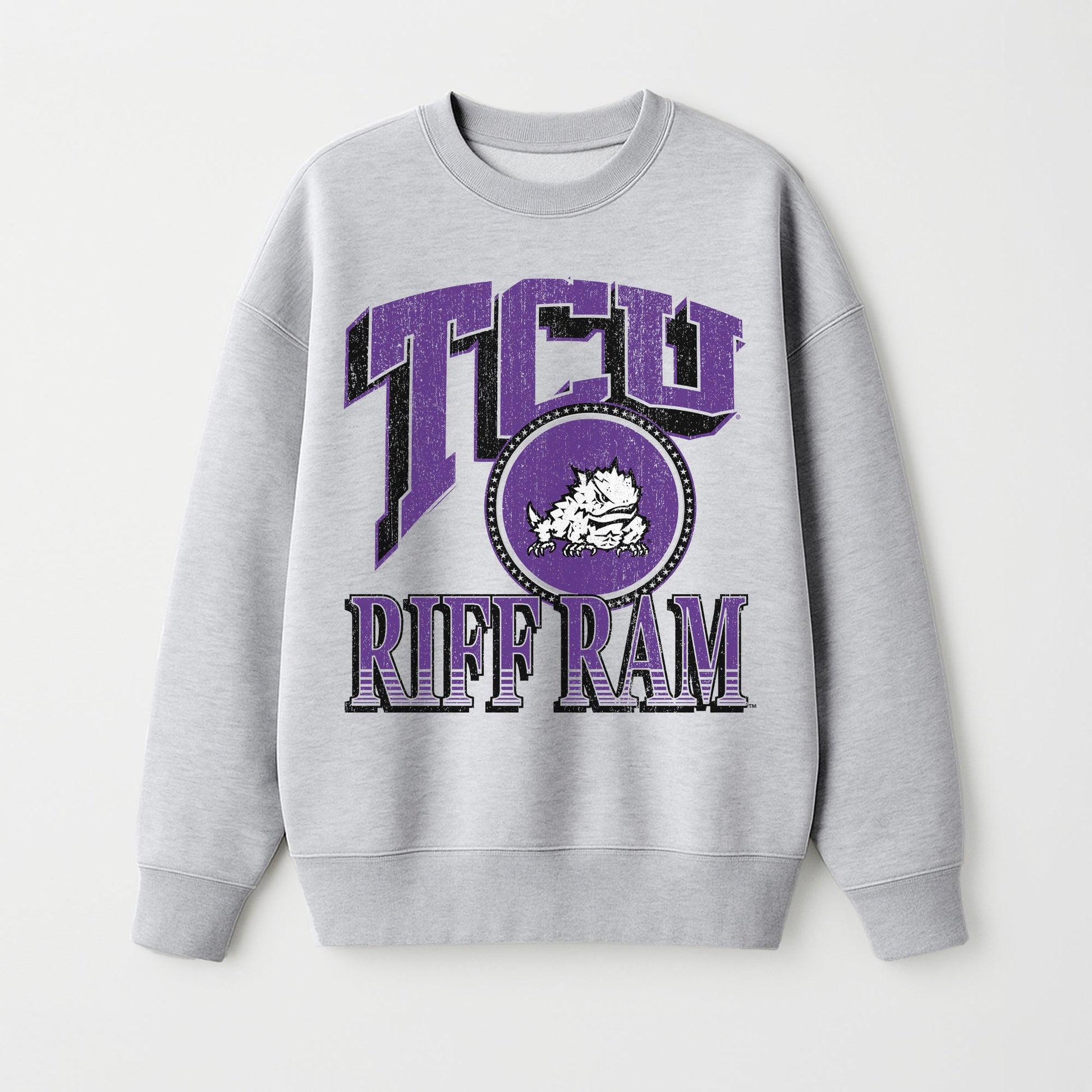 TCU HORNED FROGS GAME ON PREMIUM FLEECE DROP SHOULDER CREWNECK PULLOVER
