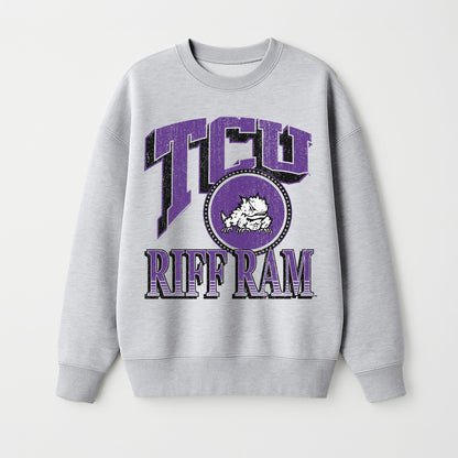TCU HORNED FROGS GAME ON PREMIUM FLEECE DROP SHOULDER CREWNECK PULLOVER