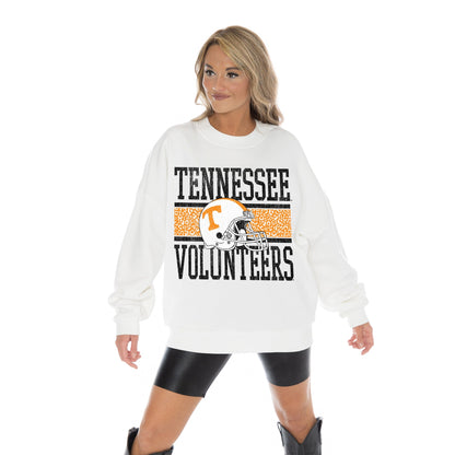 TENNESSEE VOLUNTEERS FAIR CATCH LONG SLEEVE UNISEX FIT PREMIUM FLEECE CREWNECK SWEATSHIRT WITH RIBBED KNIT NECKLINE, WRIST, AND WAISTBAND