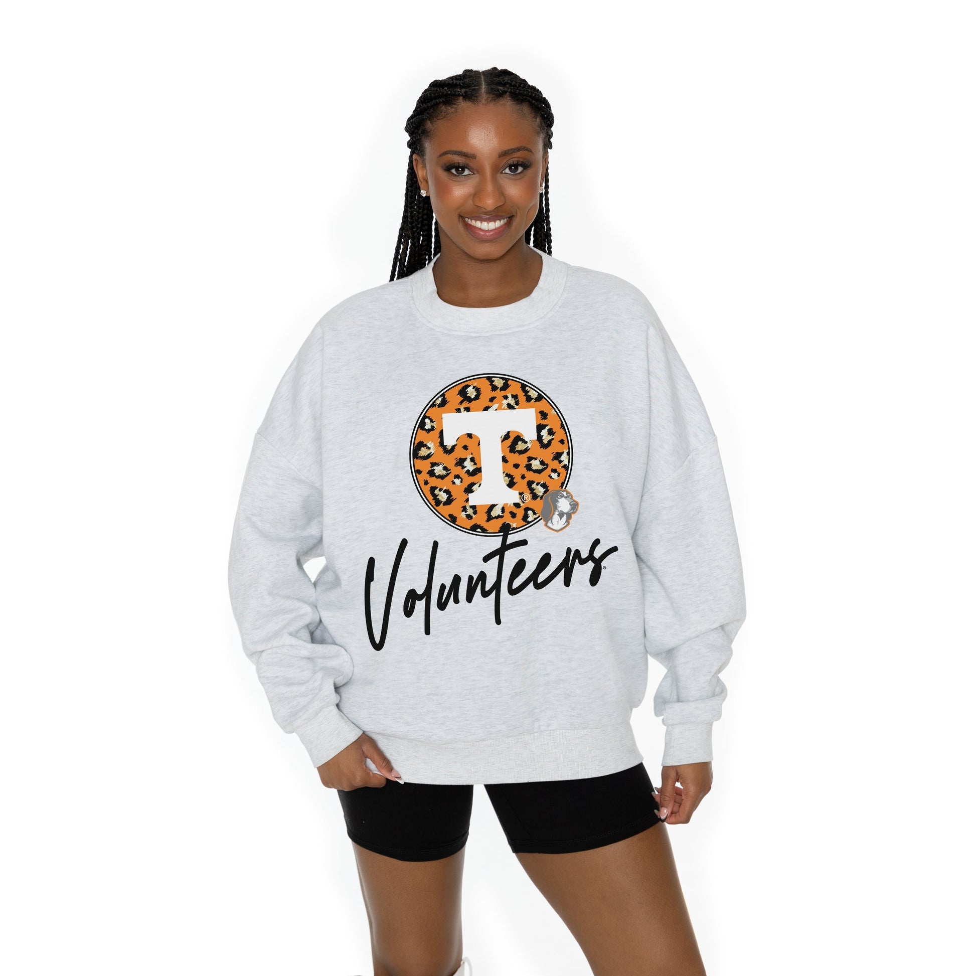 TENNESSEE VOLUNTEERS GOING WILD LONG SLEEVE UNISEX FIT PREMIUM FLEECE CREWNECK SWEATSHIRT WITH RIBBED KNIT NECKLINE, WRIST, AND WAISTBAND