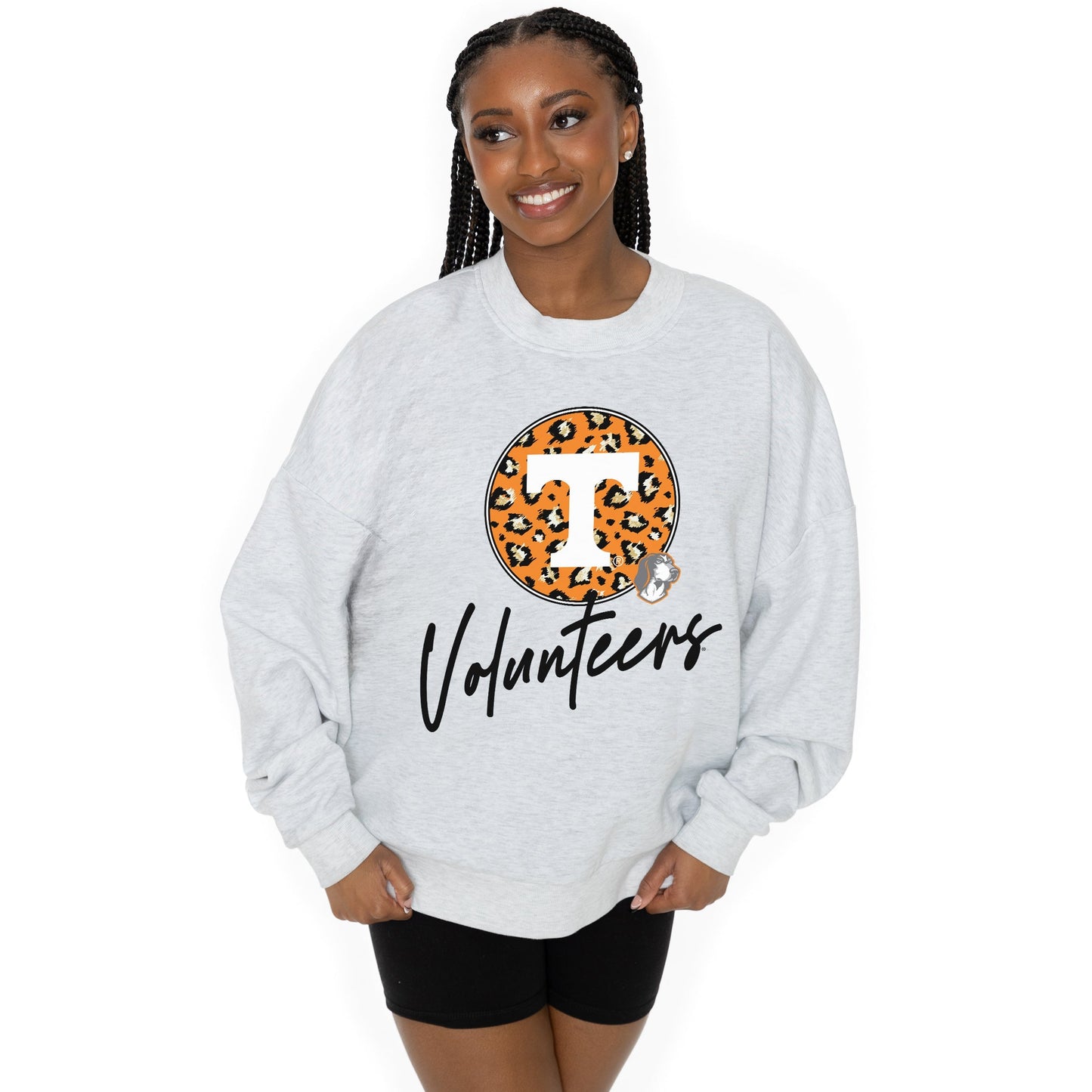 TENNESSEE VOLUNTEERS GOING WILD LONG SLEEVE UNISEX FIT PREMIUM FLEECE CREWNECK SWEATSHIRT WITH RIBBED KNIT NECKLINE, WRIST, AND WAISTBAND