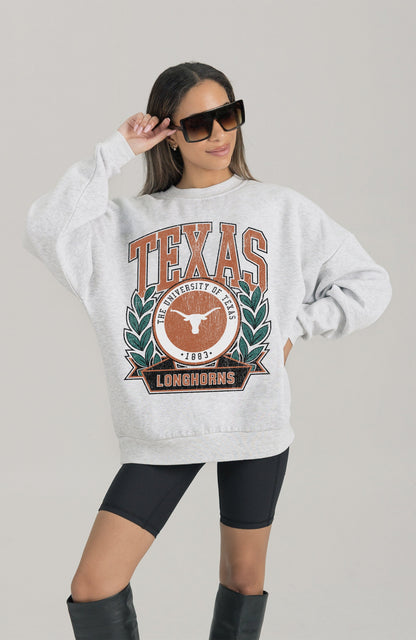 TEXAS LONGHORNS HERITAGE PREMIUM FLEECE DROP SHOULDER CREWNECK PULLOVER