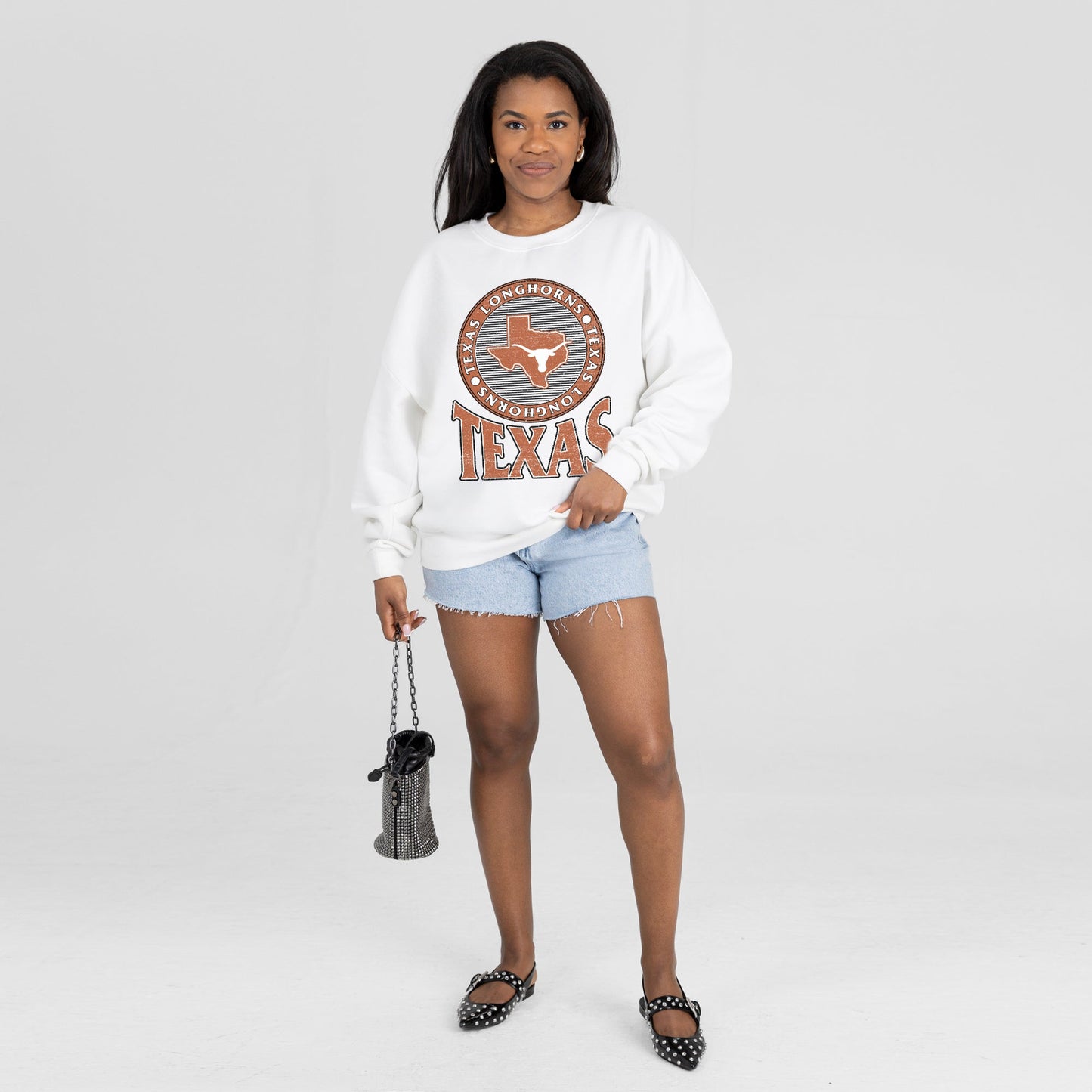 TEXAS LONGHORNS ENDZONE PREMIUM FLEECE DROP SHOULDER CREWNECK PULLOVER