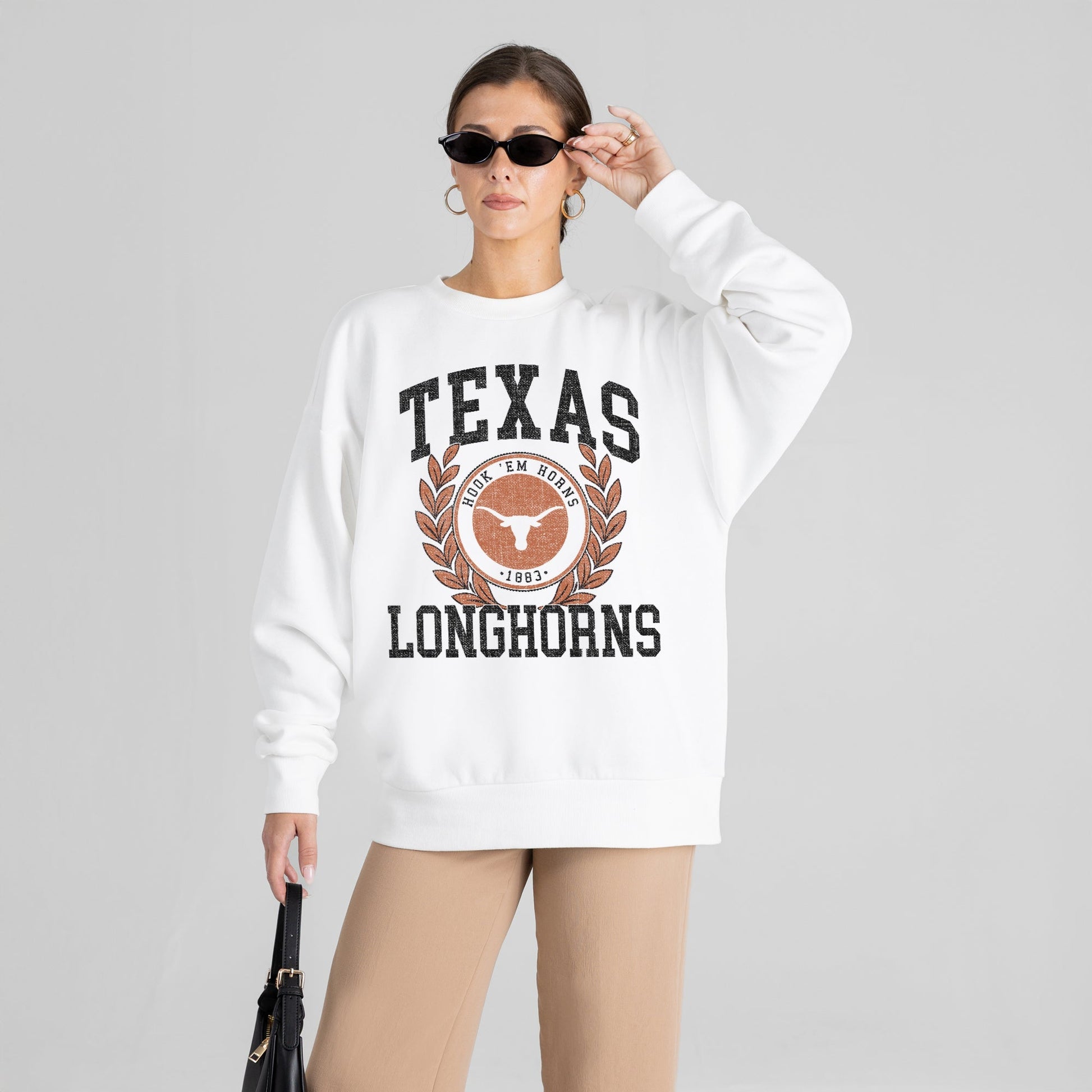 TEXAS LONGHORNS GOLD STANDARD PREMIUM FLEECE DROP SHOULDER CREWNECK PULLOVER