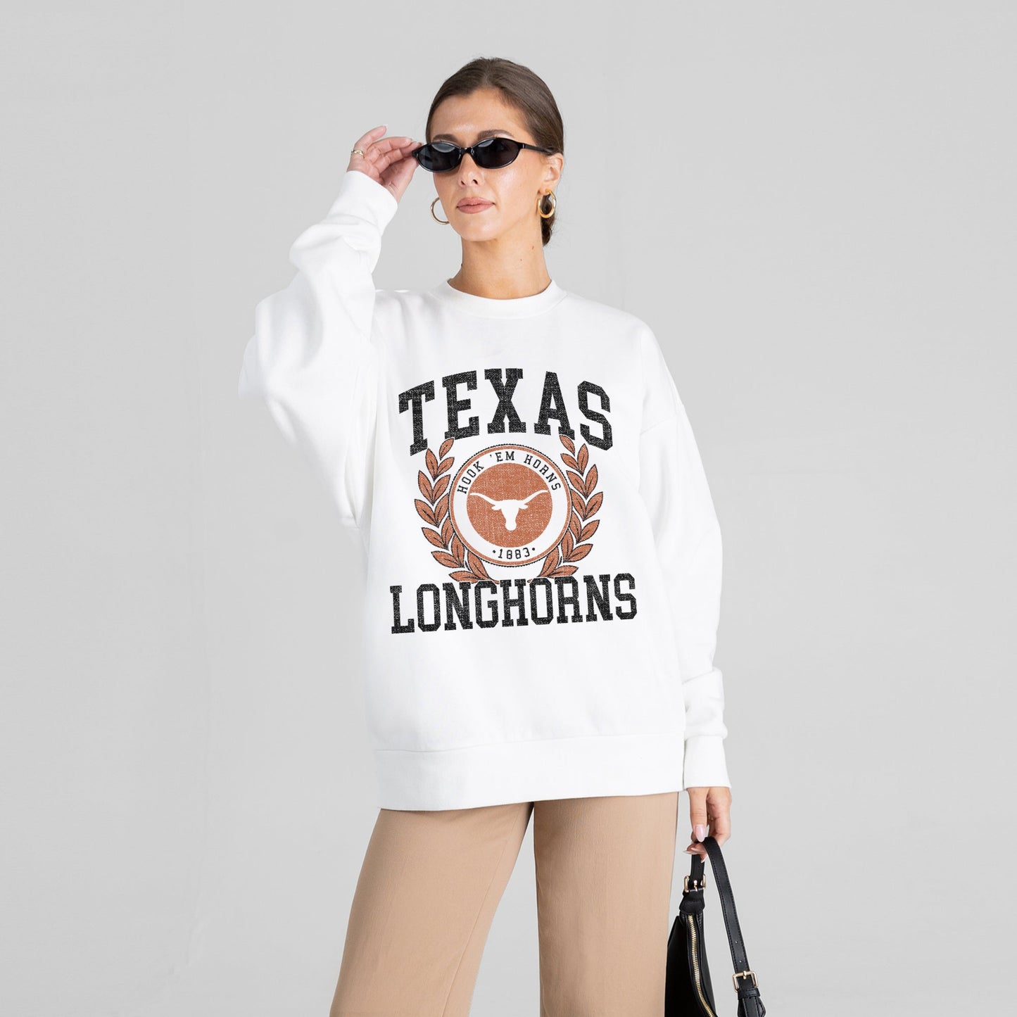 TEXAS LONGHORNS GOLD STANDARD PREMIUM FLEECE DROP SHOULDER CREWNECK PULLOVER