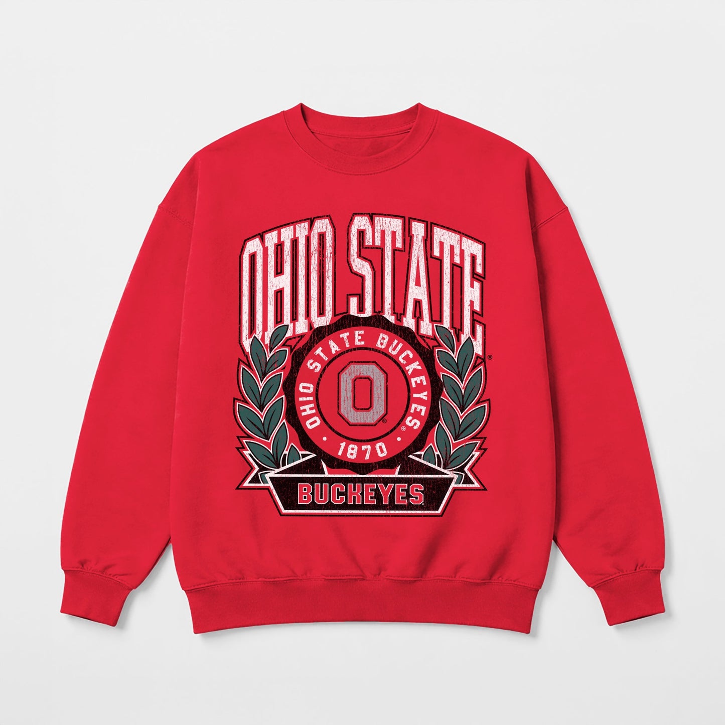 OHIO STATE BUCKEYES CLASSIC ARCHIVES PREMIUM FLEECE DROP SHOULDER CREWNECK PULLOVER